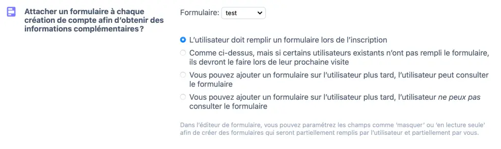 Joindre un formulaire d’enregistrement