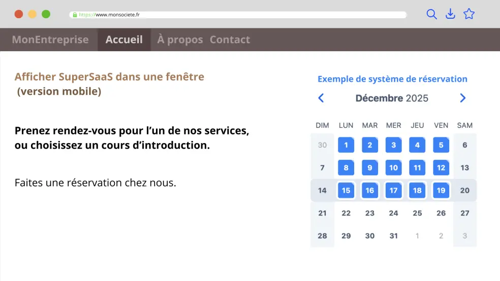 iframe based integration, using mobile version of schedule