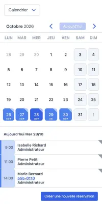 Exemple d’un agenda SuperSaaS sur un appareil mobile pour des services d’essayage