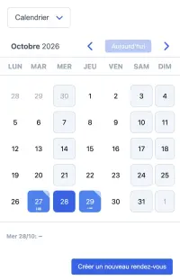 Exemple de planning SuperSaaS sur un appareil mobile pour les écoles et universités