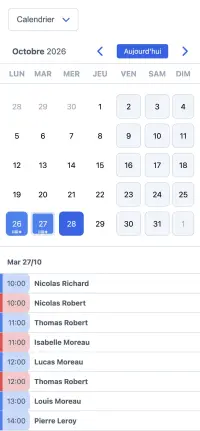 Exemple d’un agenda de bénévoles SuperSaaS sur un appareil mobile