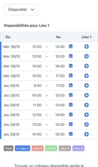 Exemple d’un agenda SuperSaaS sur un appareil mobile pour des escape games