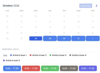 Exemple d’un agenda de type widget SuperSaaS sur une tablette pour la location de bateaux