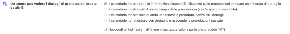 Visibilità dei dettagli delle prenotazioni