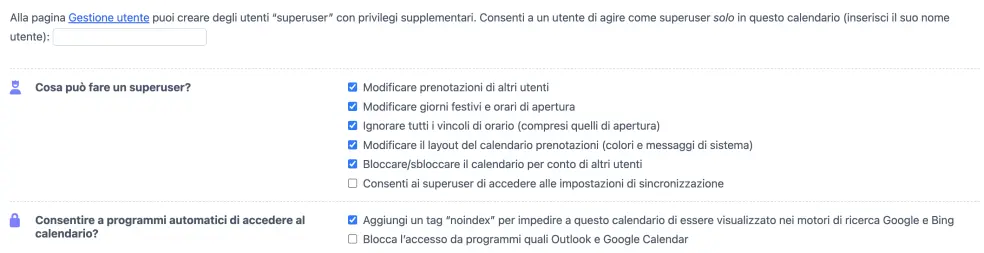 Privilegi di accesso dei superuser