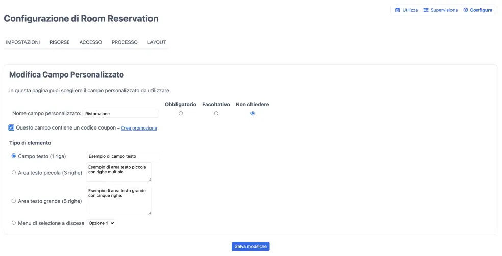 Modifica campo personalizzato