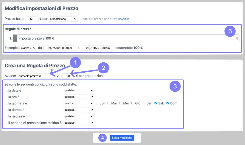 Esempio creazione regola di prezzo