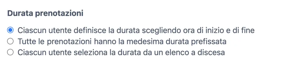 Durata delle prenotazioni