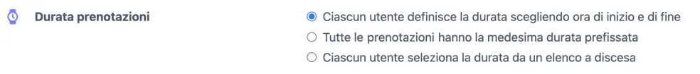 Durata delle prenotazioni