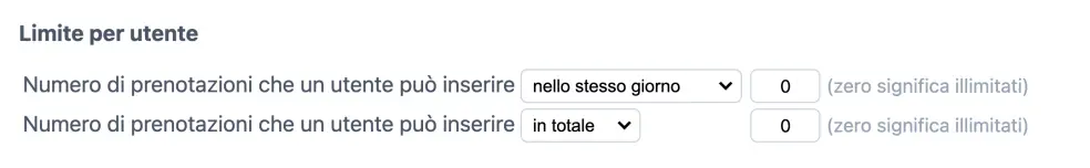 Limiti per utente