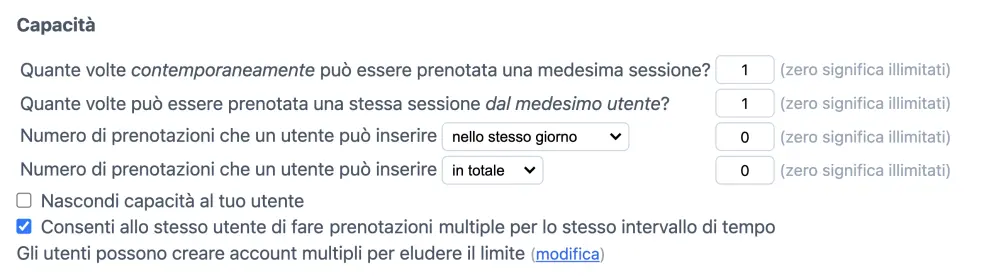 Limiti per slot