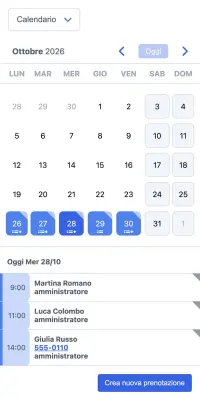 Esempio di calendario SuperSaaS per studi medici visto su un dispositivo mobile