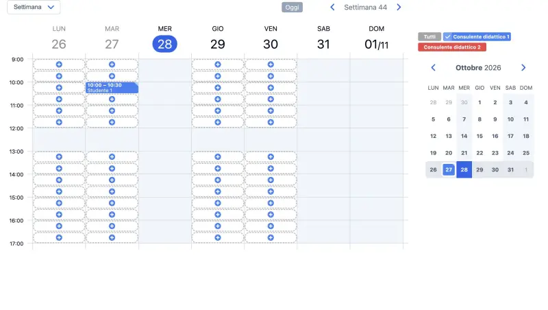 Esempio di calendario SuperSaaS per scuole e università visto su un computer