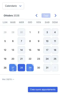Esempio di calendario SuperSaaS per scuole e università visto su un dispositivo mobile