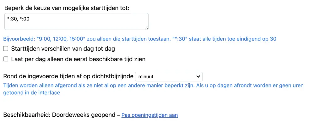 Beperkingen van starttijden