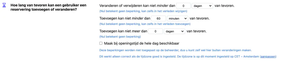 Wanneer mogen reserveringen gemaakt worden?