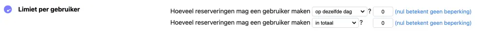Limieten per gebruiker