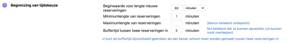 Standaard lengte op een resource agenda
