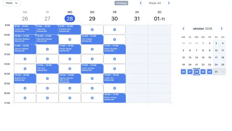 SuperSaaS-agenda voor huisdierverzorging op desktop