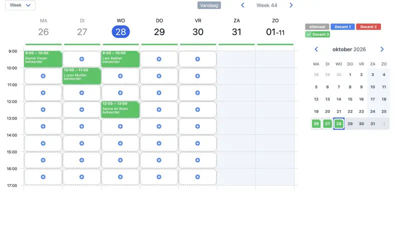 SuperSaaS-agenda voor oudergesprekken op desktop
