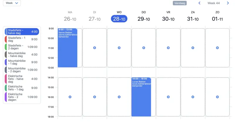 SuperSaaS-agenda voor autoreservering op desktop
