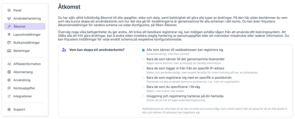 Åtkomstinställningar