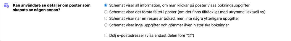 Bokningsdetaljernas synlighet