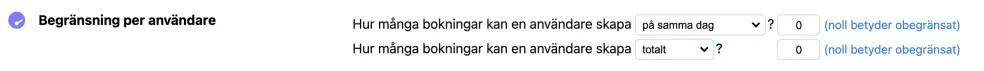 Begränsning per användare