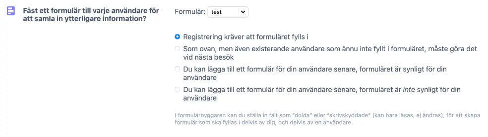 Fäst ett formulär till registreringen
