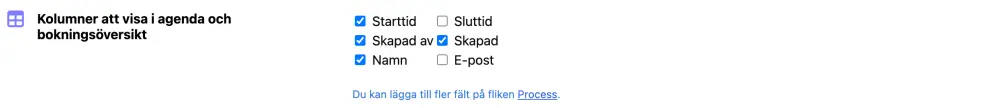 Välja fält för listvy