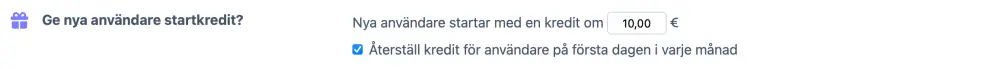 Månatlig kreditåterställning