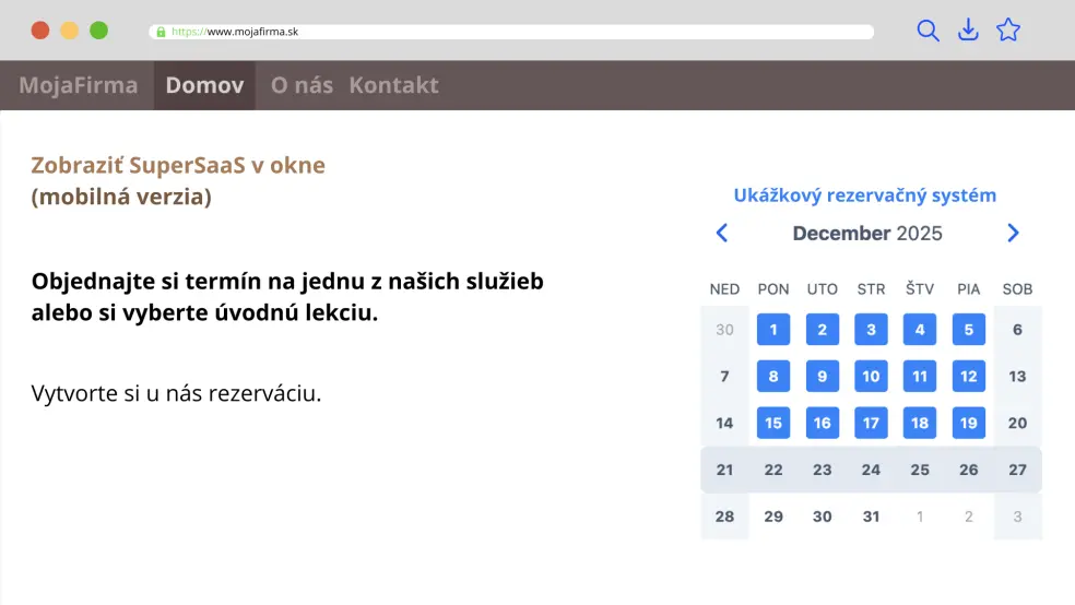 integrácia cez element iframe, použitie mobilnej verzie rozvrhu