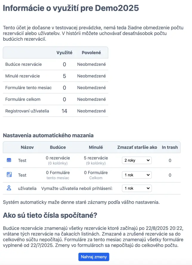 Informácie o využití