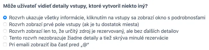 Viditeľnosť detailov rezervácie
