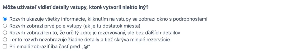 Viditeľnosť detailov rezervácie