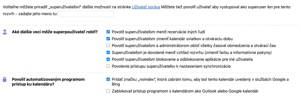 Nastavenie prístupu pre superpoužívateľov