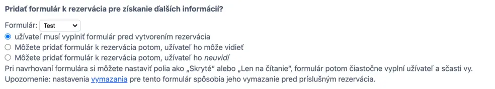 Pripojenie rezervačného formulára