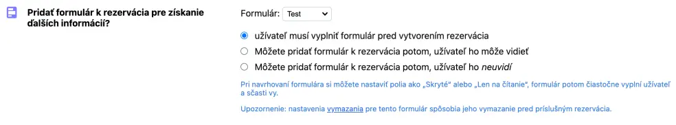 Pripojenie rezervačného formulára
