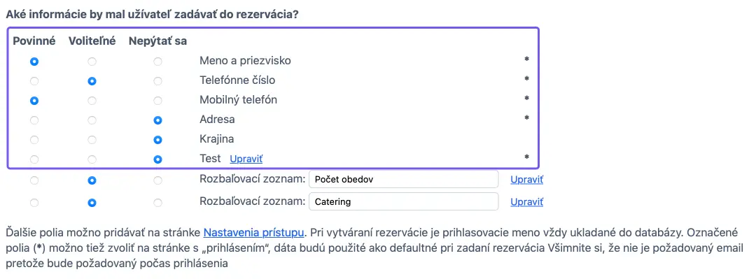 Štandardné polia