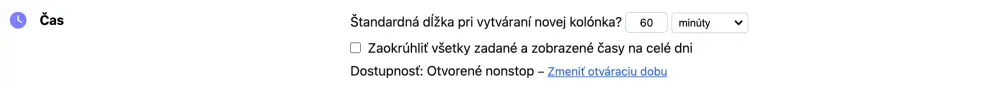 Štandardná dĺžka slotu pri kapacitných rozvrhoch