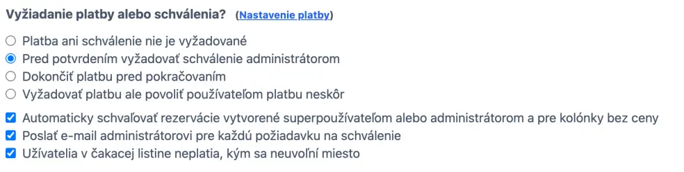 Platba a schvaľovanie
