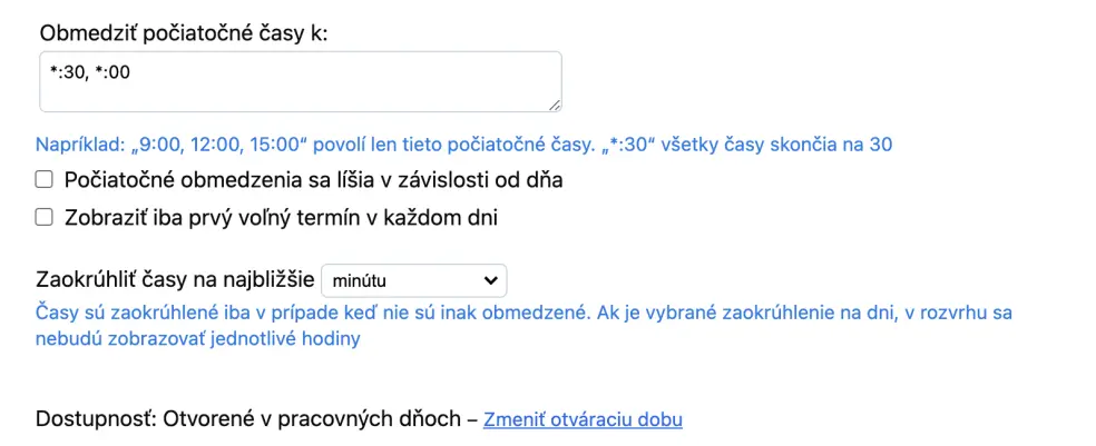 Obmedzenie času začiatku