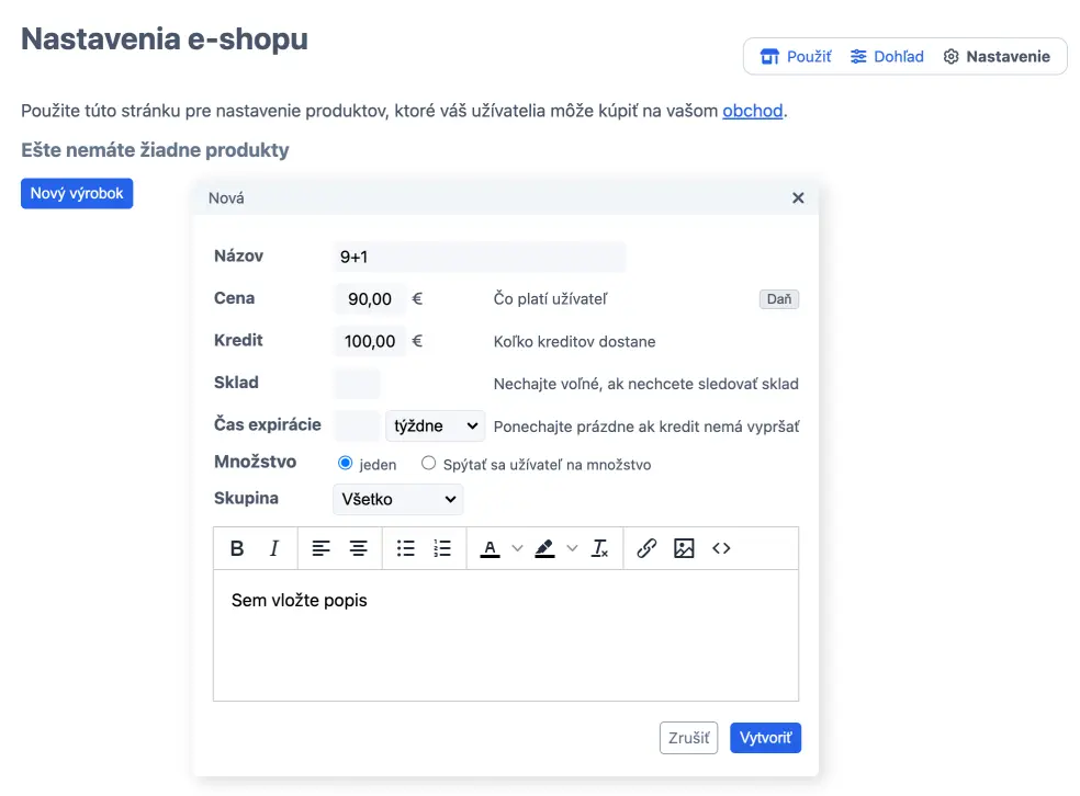 Zľavnený balíček kreditov