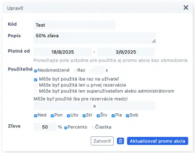 Pop-up okno Nová Promo akcia