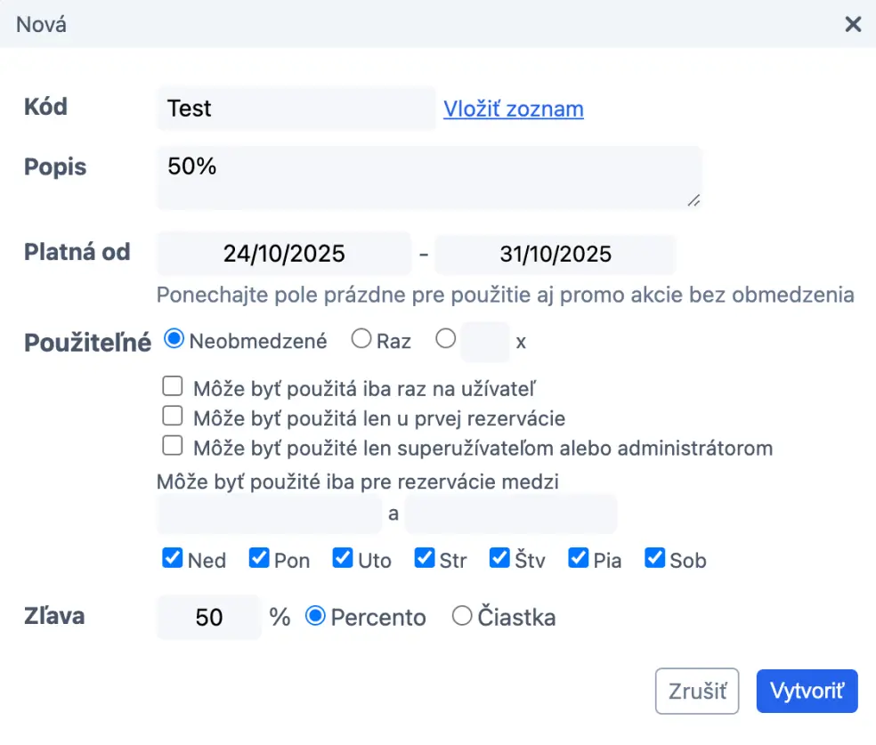 Pop-up okno Nová Promo akcia