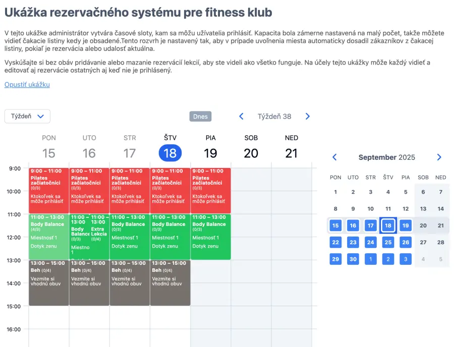 Používatelia fitness rozvrhu