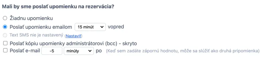 automatické odosielanie následných pripomienok