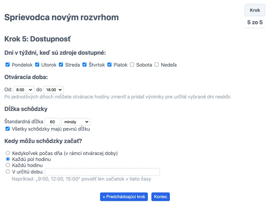 Nastavenie dostupnosti